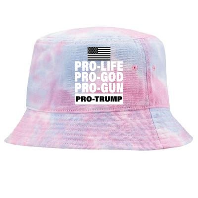 Pro-Life Pro-God Pro-Gun Pro-Trump Tie-Dyed Bucket Hat