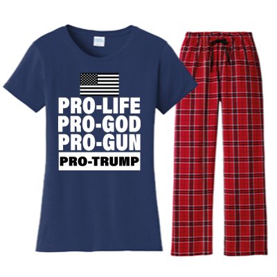 Pro-Life Pro-God Pro-Gun Pro-Trump Women's Flannel Pajama Set