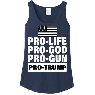 Pro-Life Pro-God Pro-Gun Pro-Trump Ladies Essential Tank