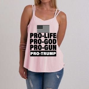 Pro-Life Pro-God Pro-Gun Pro-Trump Women's Strappy Tank