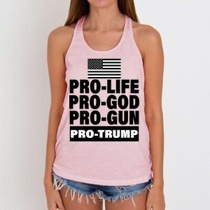 Pro-Life Pro-God Pro-Gun Pro-Trump Women's Knotted Racerback Tank