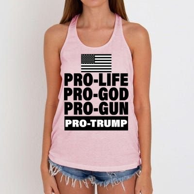 Pro-Life Pro-God Pro-Gun Pro-Trump Women's Knotted Racerback Tank