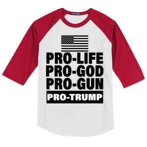 Pro-Life Pro-God Pro-Gun Pro-Trump Kids Colorblock Raglan Jersey