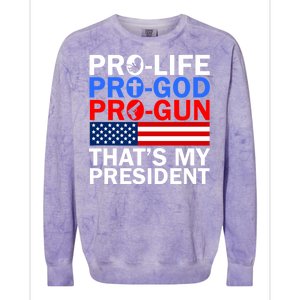 Pro-Life Pro-God Pro-Gun That's My President Colorblast Crewneck Sweatshirt