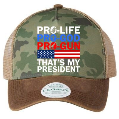 Pro-Life Pro-God Pro-Gun That's My President Legacy Tie Dye Trucker Hat