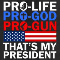 Pro-Life Pro-God Pro-Gun That's My President 7 Panel Mesh Trucker Snapback Hat
