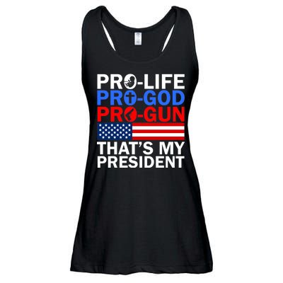 Pro-Life Pro-God Pro-Gun That's My President Ladies Essential Flowy Tank