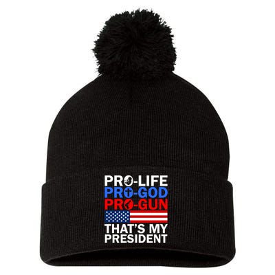 Pro-Life Pro-God Pro-Gun That's My President Pom Pom 12in Knit Beanie