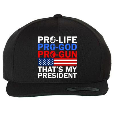 Pro-Life Pro-God Pro-Gun That's My President Wool Snapback Cap