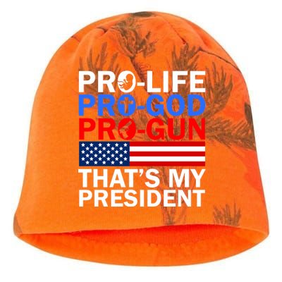 Pro-Life Pro-God Pro-Gun That's My President Kati - Camo Knit Beanie