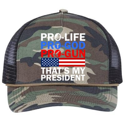 Pro-Life Pro-God Pro-Gun That's My President Retro Rope Trucker Hat Cap