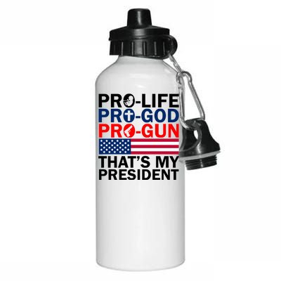 Pro-Life Pro-God Pro-Gun That's My President Aluminum Water Bottle