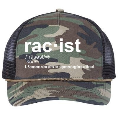 Pro Republican Funny The Liberal Racist Definition Retro Rope Trucker Hat Cap