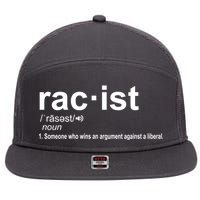 Pro Republican Funny The Liberal Racist Definition 7 Panel Mesh Trucker Snapback Hat