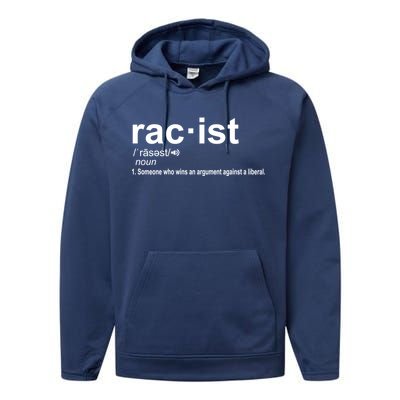 Pro Republican Funny The Liberal Racist Definition Performance Fleece Hoodie