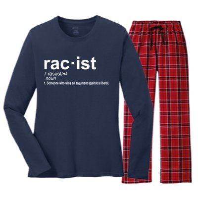 Pro Republican Funny The Liberal Racist Definition Women's Long Sleeve Flannel Pajama Set 