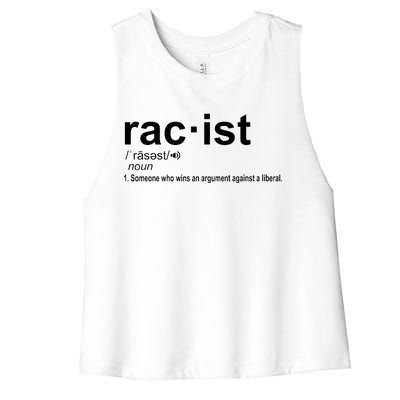 Pro Republican Funny The Liberal Racist Definition Women's Racerback Cropped Tank