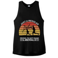 Pro Republican Just A Regular Dad Trying Not To Raise Liberals Ladies PosiCharge Tri-Blend Wicking Tank