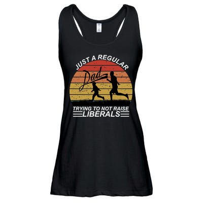 Pro Republican Just A Regular Dad Trying Not To Raise Liberals Ladies Essential Flowy Tank