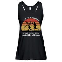 Pro Republican Just A Regular Dad Trying Not To Raise Liberals Ladies Essential Flowy Tank
