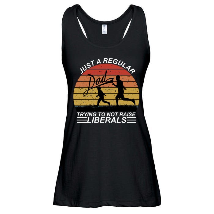 Pro Republican Just A Regular Dad Trying Not To Raise Liberals Ladies Essential Flowy Tank
