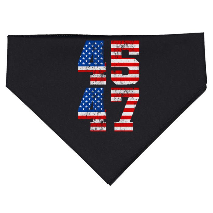 Pro Trump Election 2024 Vintage 45 47 USA Flag USA-Made Doggie Bandana