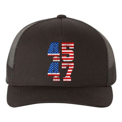 Pro Trump Election 2024 Vintage 45 47 USA Flag Yupoong Adult 5-Panel Trucker Hat