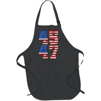 Pro Trump Election 2024 Vintage 45 47 USA Flag Full-Length Apron With Pockets