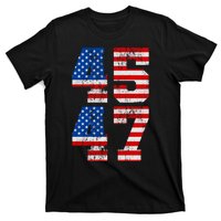 Pro Trump Election 2024 Vintage 45 47 USA Flag T-Shirt