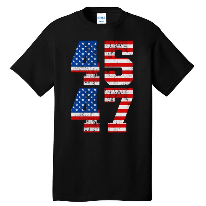 Pro Trump Election 2024 Vintage 45 47 USA Flag Tall T-Shirt