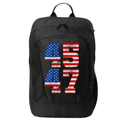 Pro Trump Election 2024 Vintage 45 47 USA Flag City Backpack