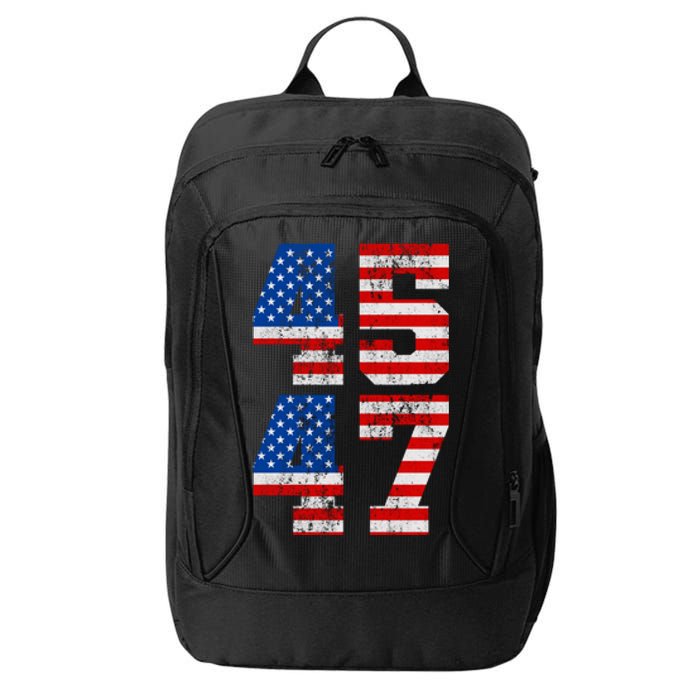 Pro Trump Election 2024 Vintage 45 47 USA Flag City Backpack