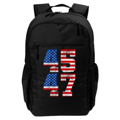 Pro Trump Election 2024 Vintage 45 47 USA Flag Daily Commute Backpack