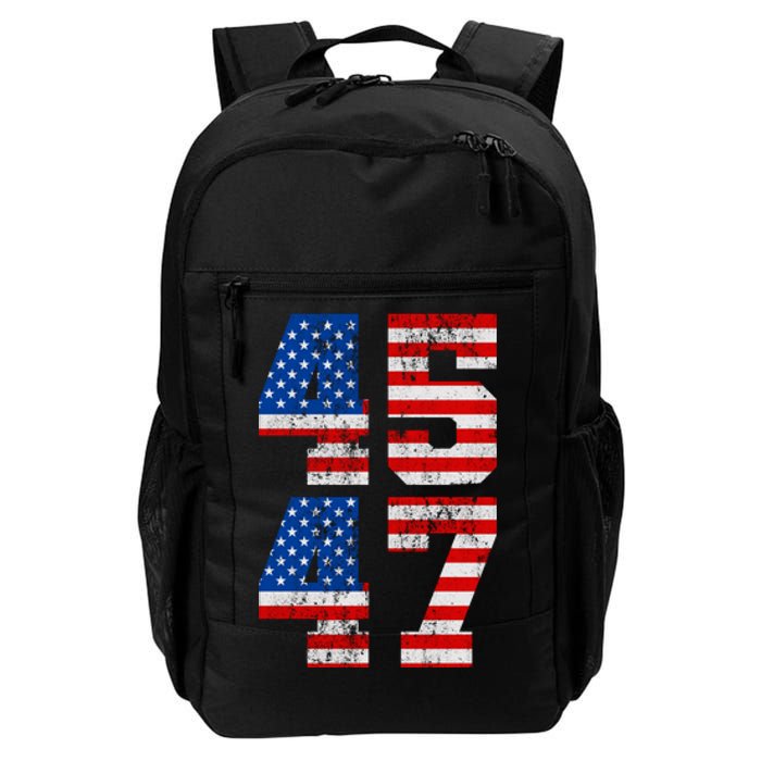 Pro Trump Election 2024 Vintage 45 47 USA Flag Daily Commute Backpack