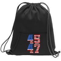 Pro Trump Election 2024 Vintage 45 47 USA Flag Sweatshirt Cinch Pack Bag