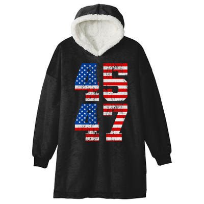 Pro Trump Election 2024 Vintage 45 47 USA Flag Hooded Wearable Blanket