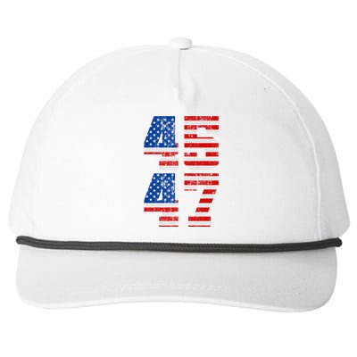 Pro Trump Election 2024 Vintage 45 47 USA Flag Snapback Five-Panel Rope Hat