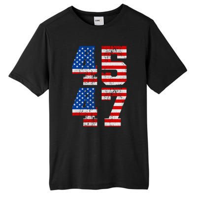 Pro Trump Election 2024 Vintage 45 47 USA Flag Tall Fusion ChromaSoft Performance T-Shirt