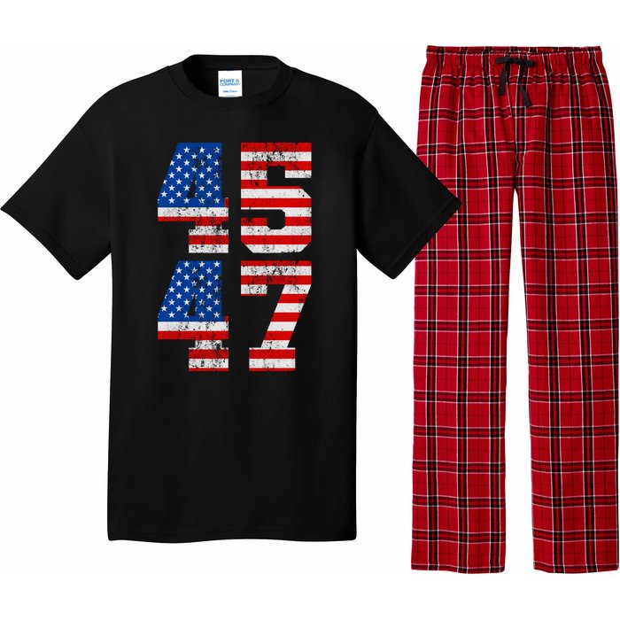 Pro Trump Election 2024 Vintage 45 47 USA Flag Pajama Set