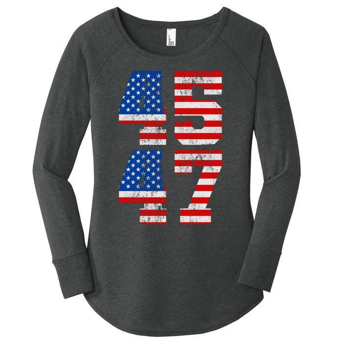 Pro Trump Election 2024 Vintage 45 47 USA Flag Women's Perfect Tri Tunic Long Sleeve Shirt