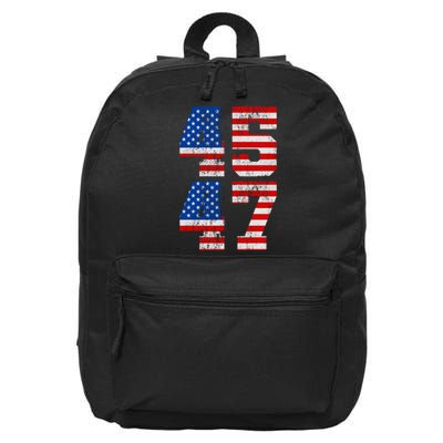 Pro Trump Election 2024 Vintage 45 47 USA Flag 16 in Basic Backpack