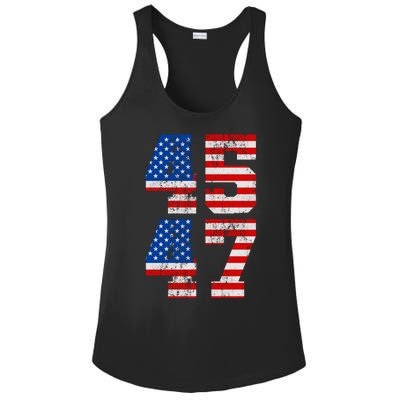 Pro Trump Election 2024 Vintage 45 47 USA Flag Ladies PosiCharge Competitor Racerback Tank