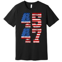 Pro Trump Election 2024 Vintage 45 47 USA Flag Premium T-Shirt