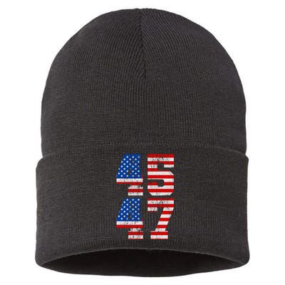 Pro Trump Election 2024 Vintage 45 47 USA Flag Sustainable Knit Beanie