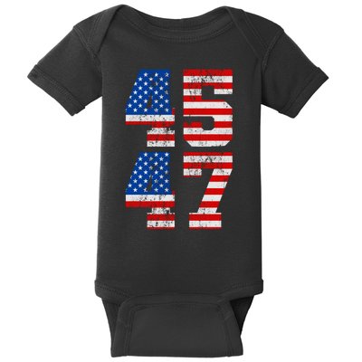 Pro Trump Election 2024 Vintage 45 47 USA Flag Baby Bodysuit