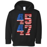 Pro Trump Election 2024 Vintage 45 47 USA Flag Toddler Hoodie