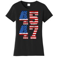 Pro Trump Election 2024 Vintage 45 47 USA Flag Women's T-Shirt