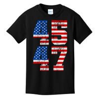 Pro Trump Election 2024 Vintage 45 47 USA Flag Kids T-Shirt