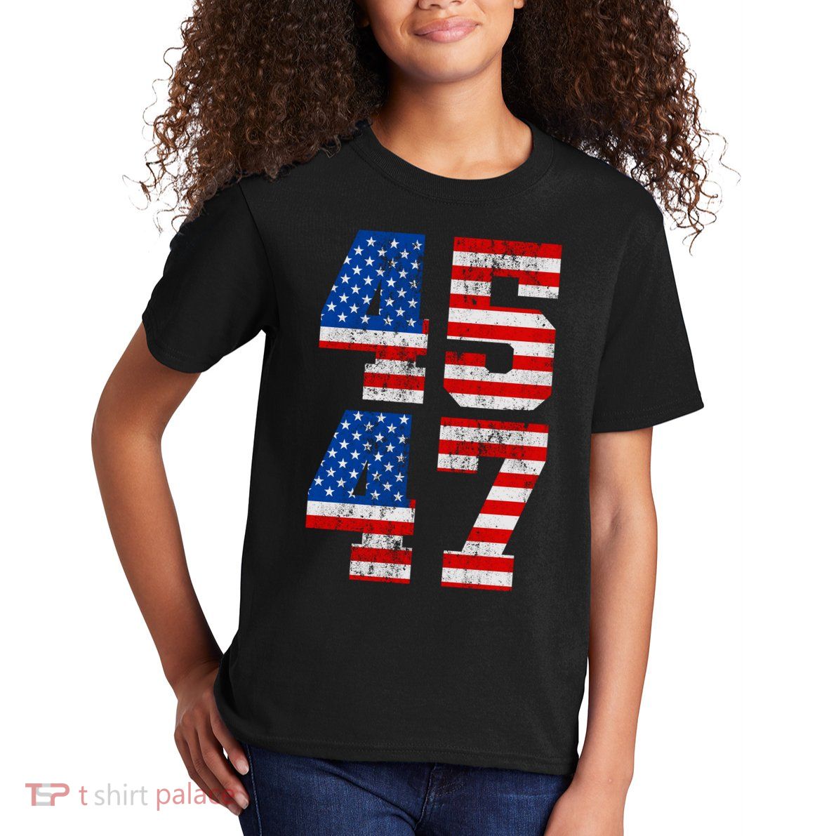 Pro Trump Election 2024 Vintage 45 47 USA Flag Kids T-Shirt