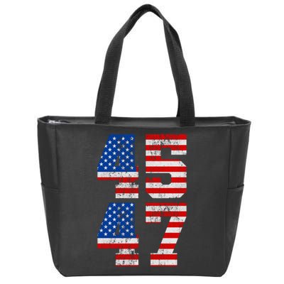 Pro Trump Election 2024 Vintage 45 47 USA Flag Zip Tote Bag